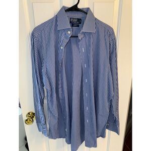 Polo Ralph Lauren Men's Classic Fit Regent Striped Shirt Blue Size 16 32/33